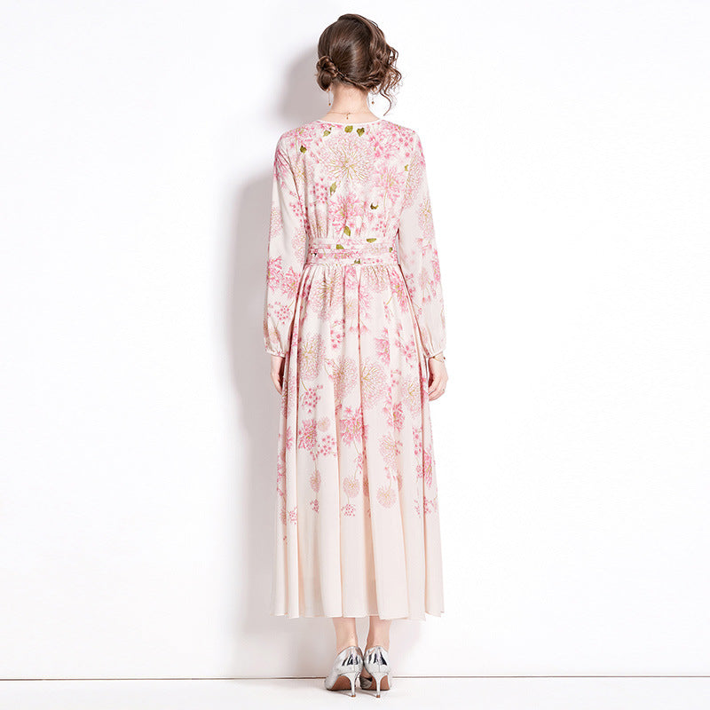 Women Floral Pink Long Maxi Dresses