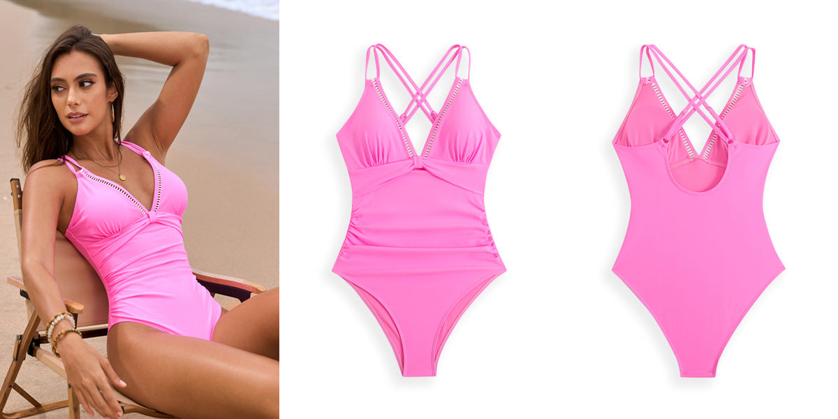 Women’s Pure Color One-Piece Swimsuit