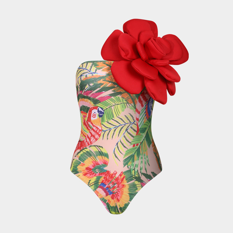 Women's 3D Floral Bikini Set – Sexy High-Cut Bathing Suit for Beach, Pool & Vacation