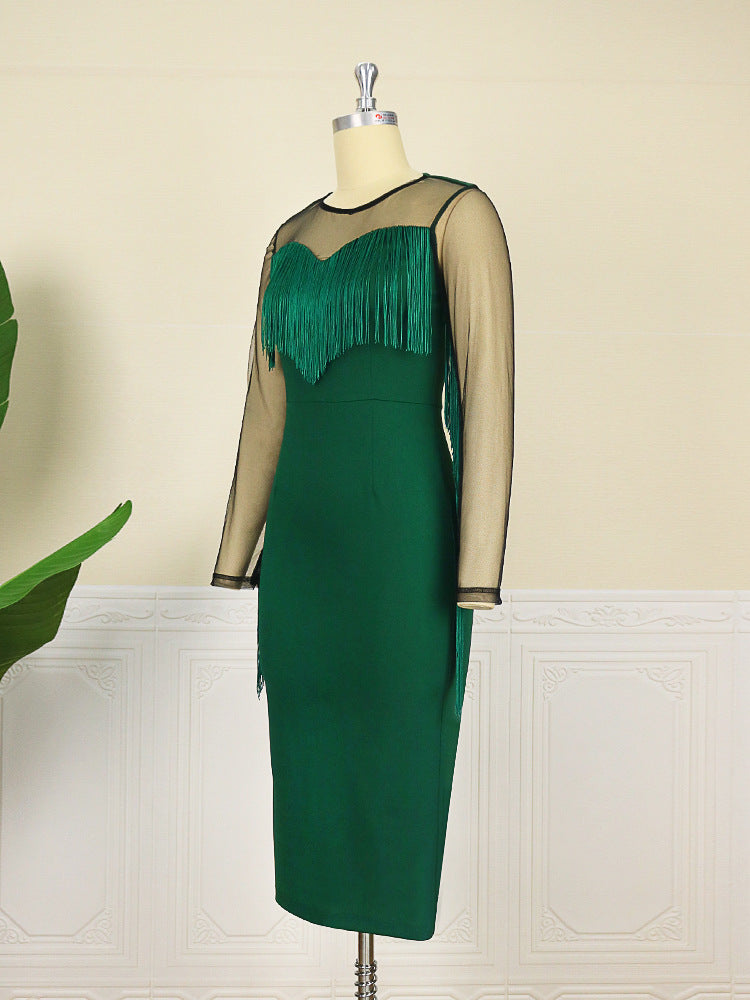 Sexy See Through Green Bodycon Women Party Dresses-Dresses-Free Shipping at meselling99