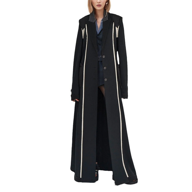 Designed Fashion Turnover Collar Long Overcoat for Women