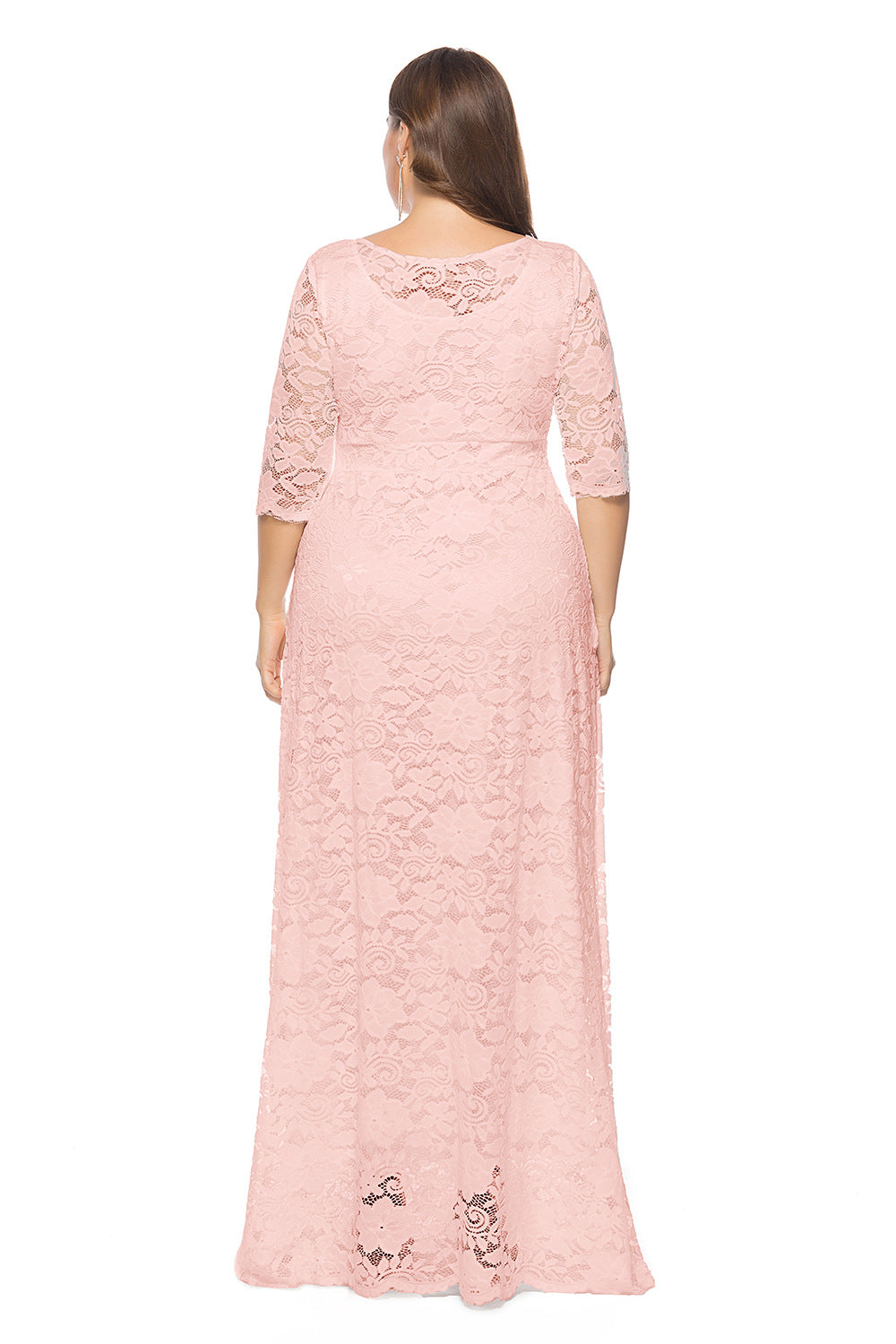 Plus Size Lace Evening Gown with Pockets