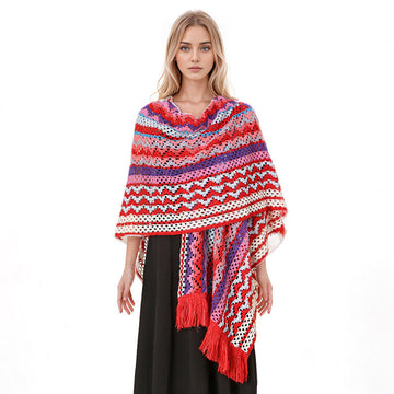 Boho Chic Women's Cape Poncho – Versatile Ethnic Print Shawl Wrap