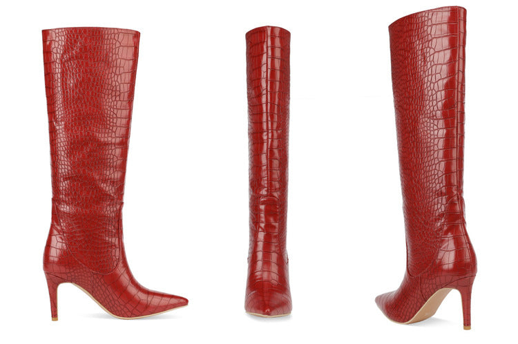 Fashion Peep Toe Crocodile Print Plus Sizes Women Boots