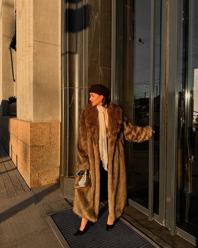 Faux Fur Winter Jacket in Brown, Thickened Warm Outerwear