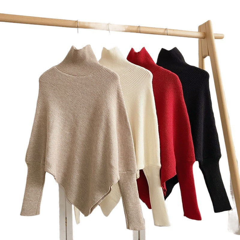 Casual High Neck Pullover Irregular Knitted Sweaters