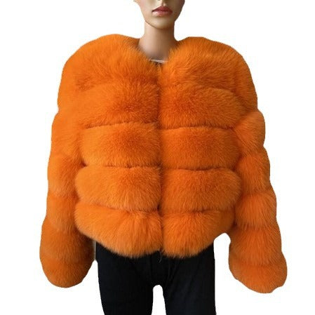 Women's Thickened Faux Fox Fur Spliced Winter Coat