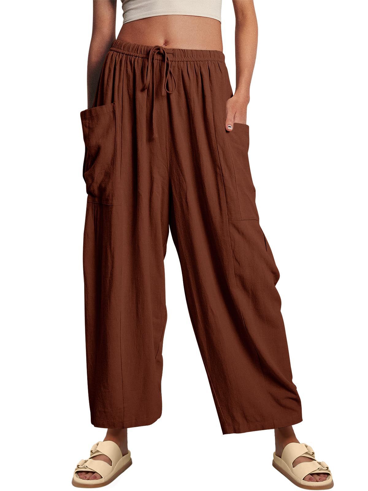 High-Waisted Wide-Leg Pants with Elastic Waist