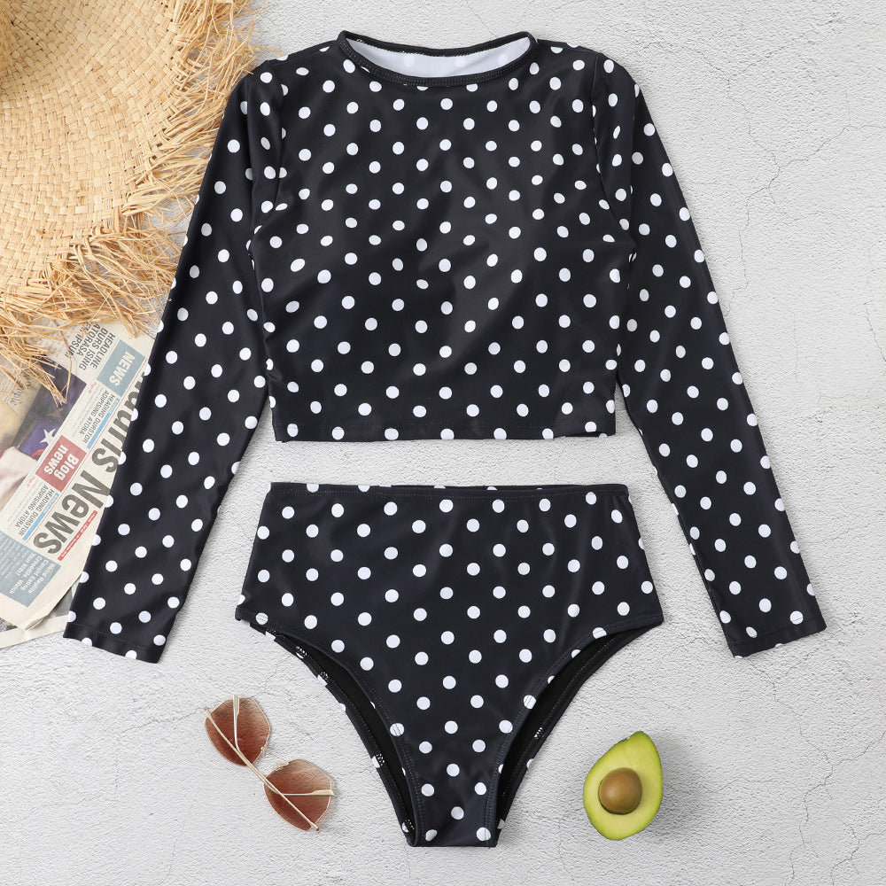 Black Dot Long Sleeves Surf Wear for Women