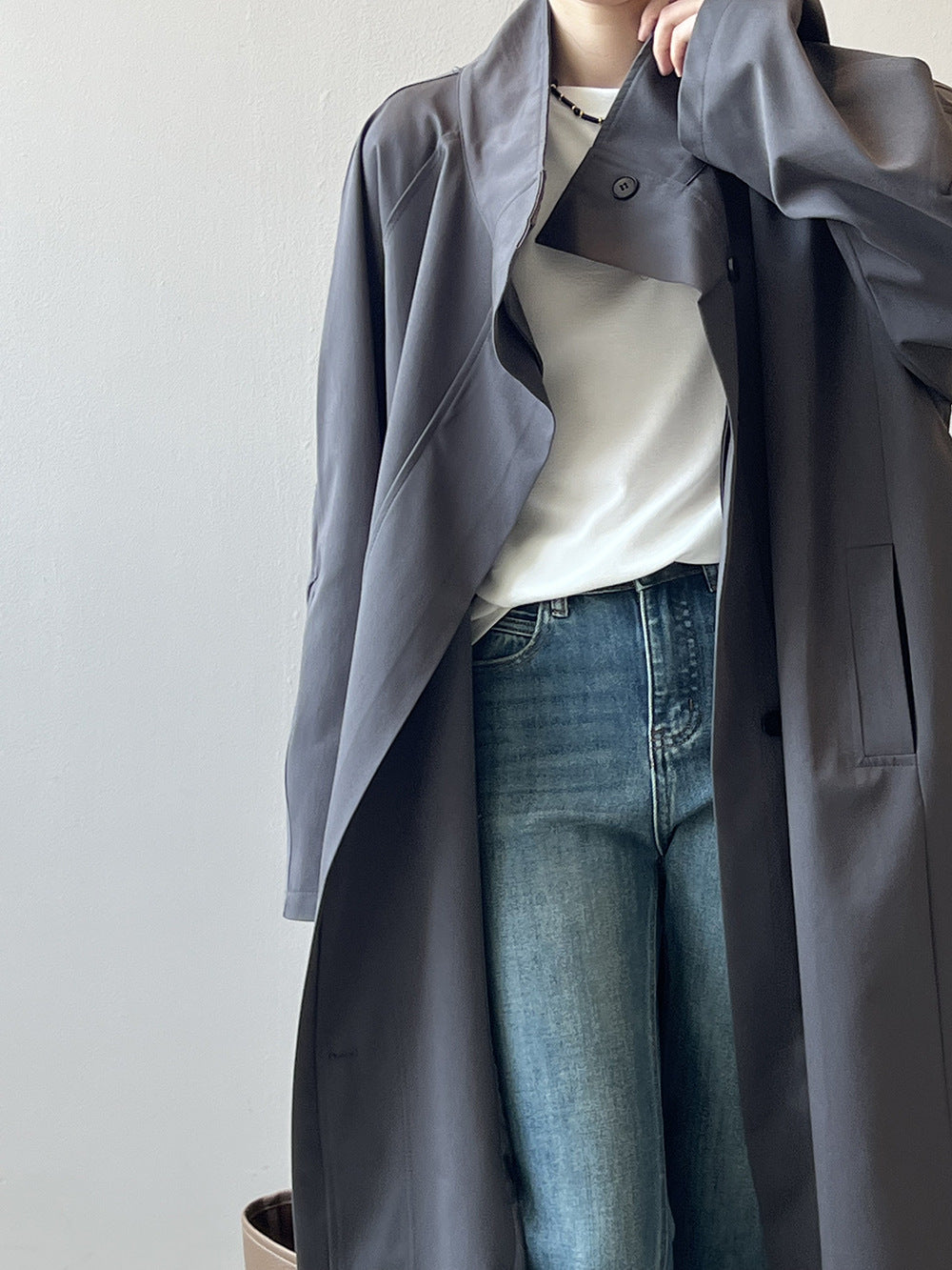Women’s Stand Collar Long Trench Coat