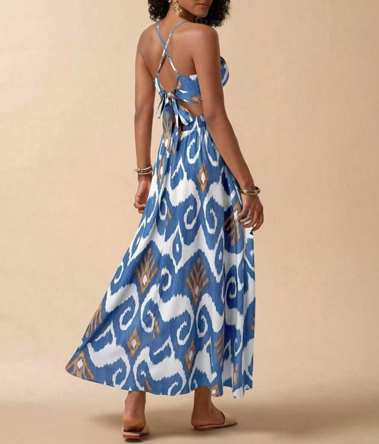 Women's Printed High-Waist Bikini Set with Sun Protection Cover-Up Skirt