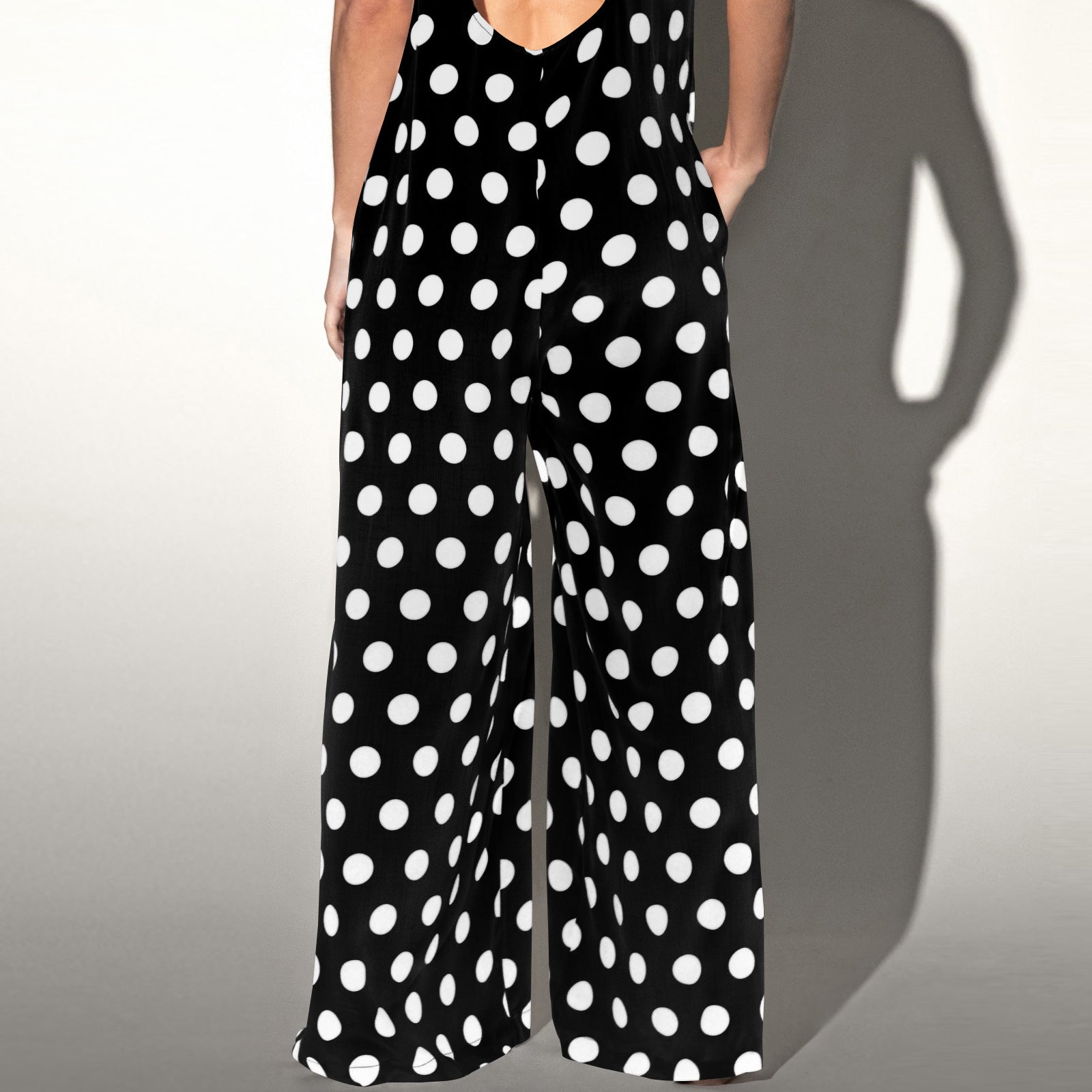 Casual Summer Dot Print Backless Women Jumpsuits
