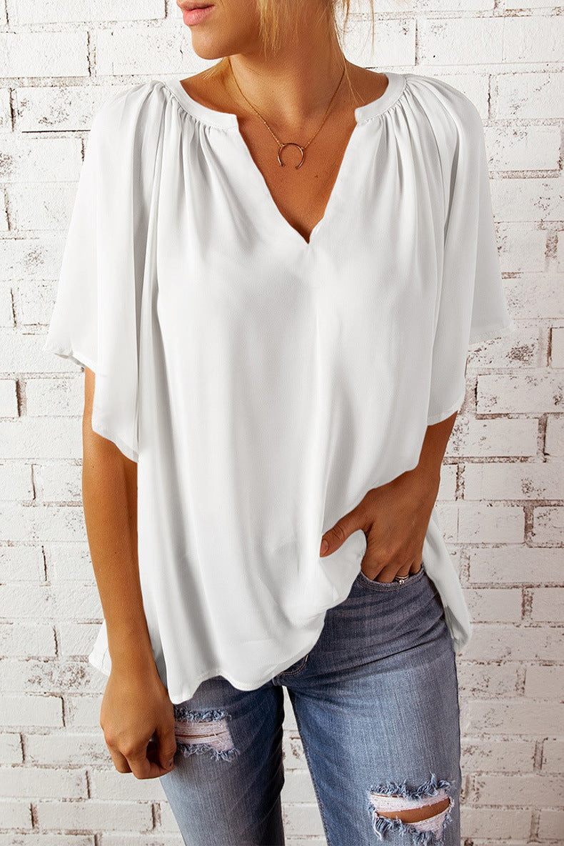 Leisure Chiffon Short Sleeves Women Blouses