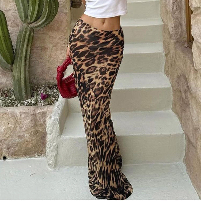 Sexy Chiffon Summer Leopard Mermaid Skirts