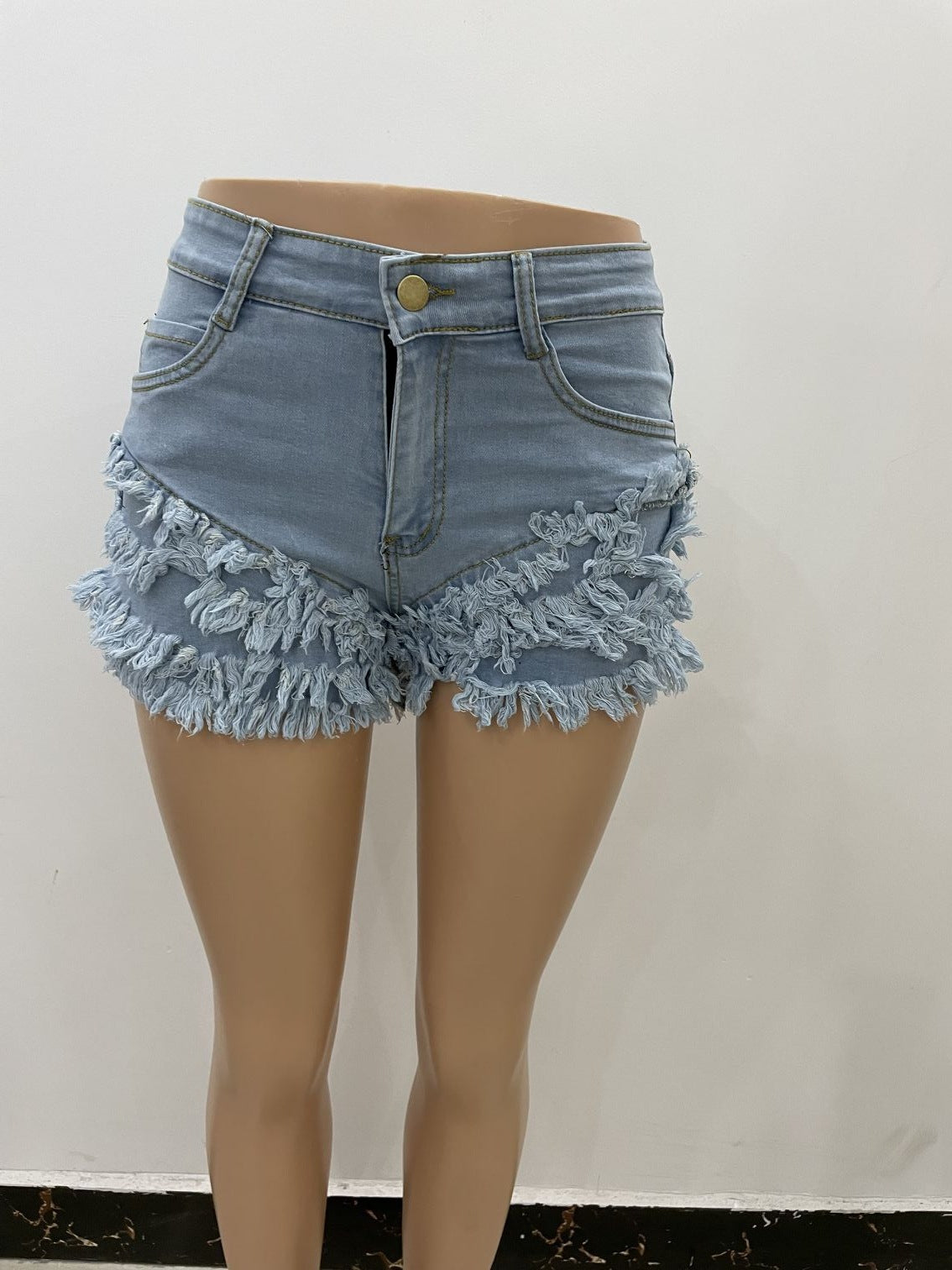 High-Waisted Distressed Denim Shorts for Women
