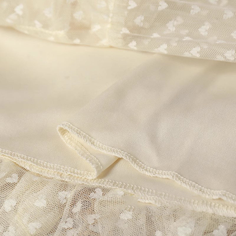 Plus-Size A-Line Tulle Skirt with Jacquard Heart Design