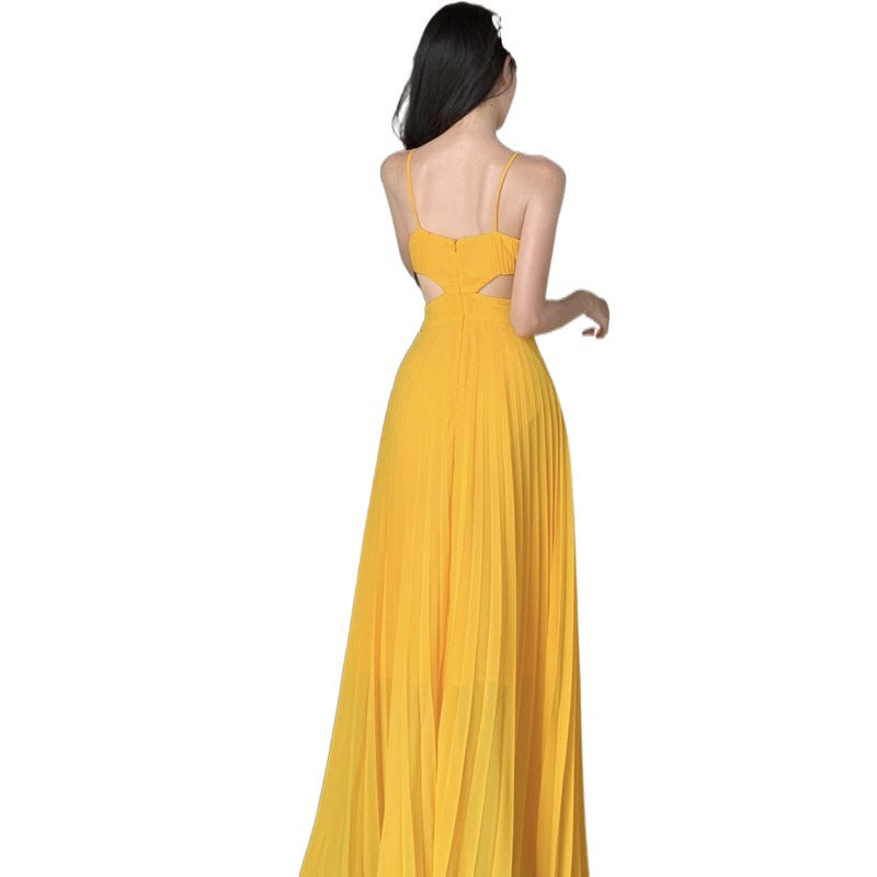 Luxury Dopamine Gown - Elegant Backless Maxi Dress with Designer Details
