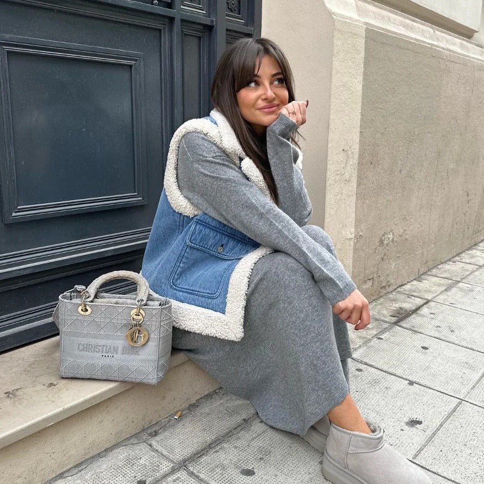 Fashion 2 in 1 Woolen Jacket Vest for Women