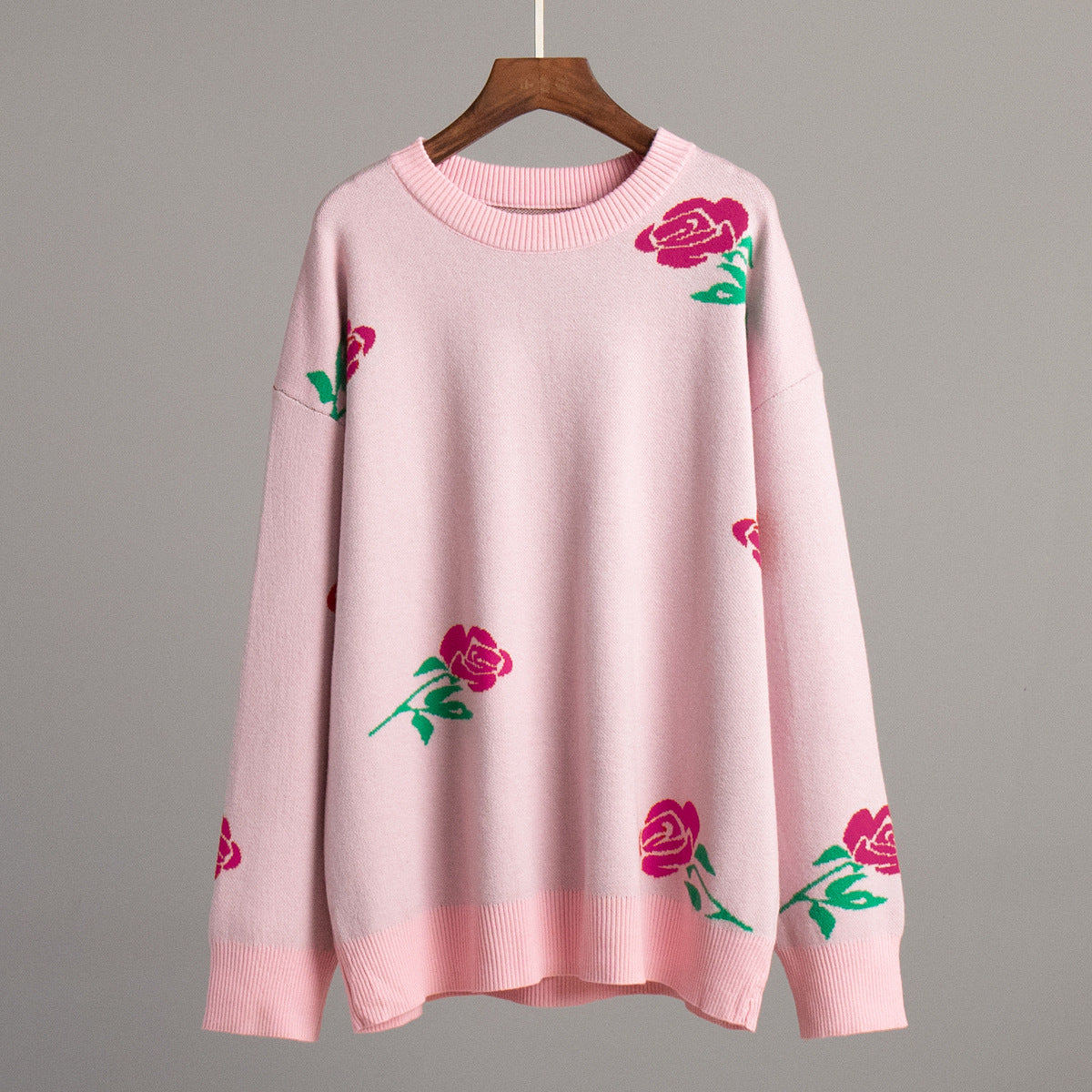 Fashion Rose Flowers Winter Knitted Women Sweaters