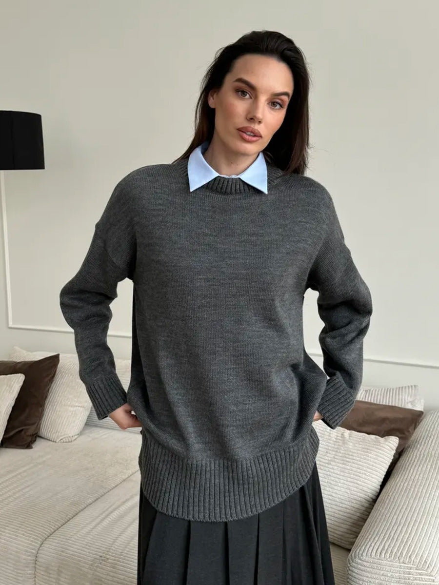 Women's Casual Split Hem Sweater