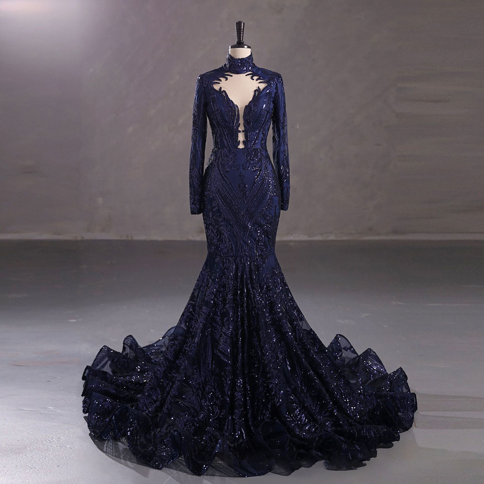 Luxury Long Sleeve High Waist Evening Dress/Wedding Dresses