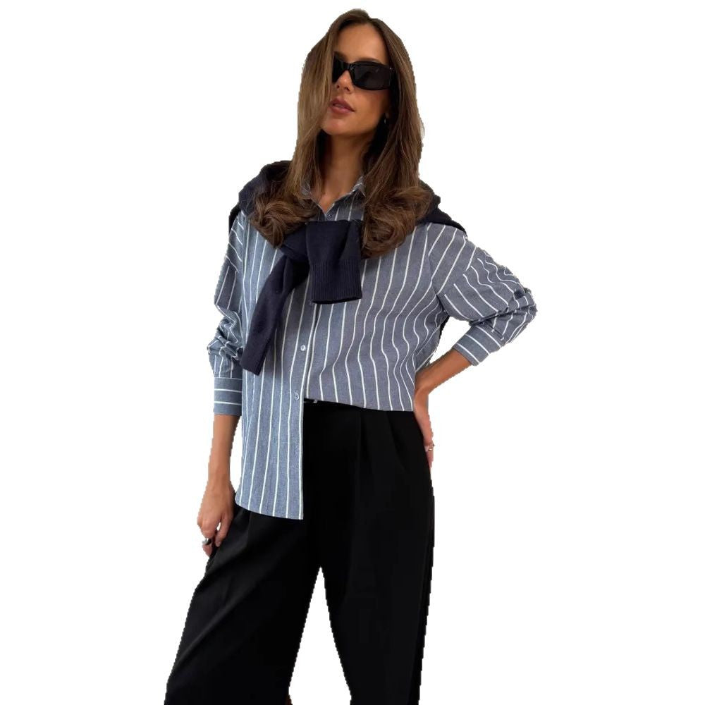 Women's Summer New Long Sleeve Cardigan & Striped Shirt