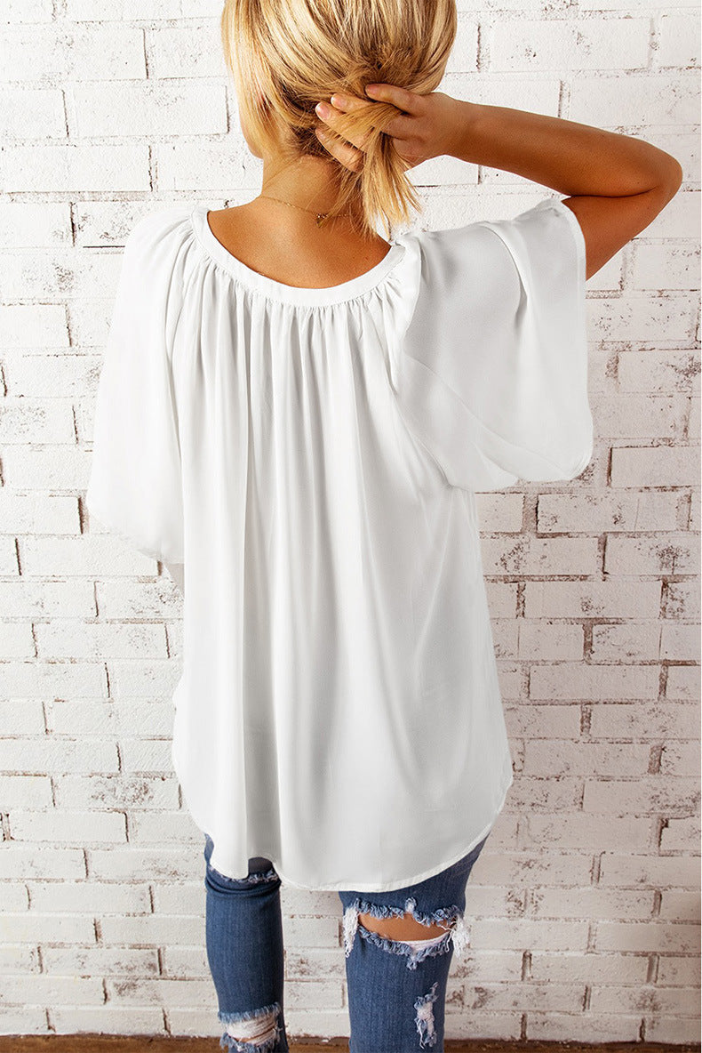 Leisure Chiffon Short Sleeves Women Blouses