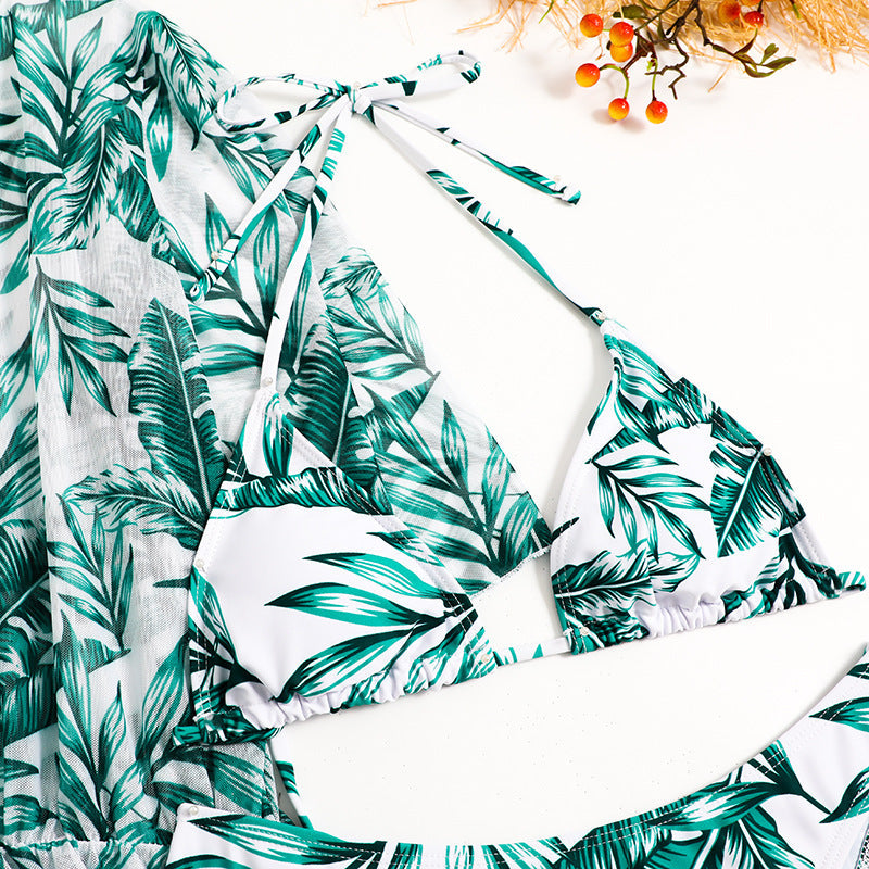 Sexy Net Drawstring 3pcs Women Swimsuits