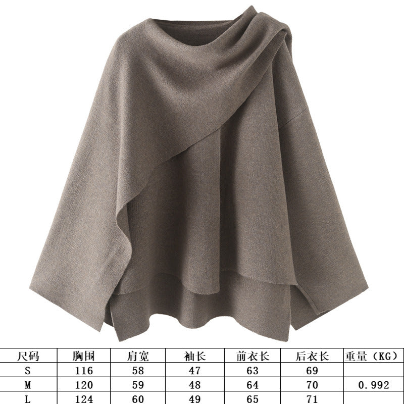 Spring Asymmetrical Scarf Short Loose Knit Coat Jacket