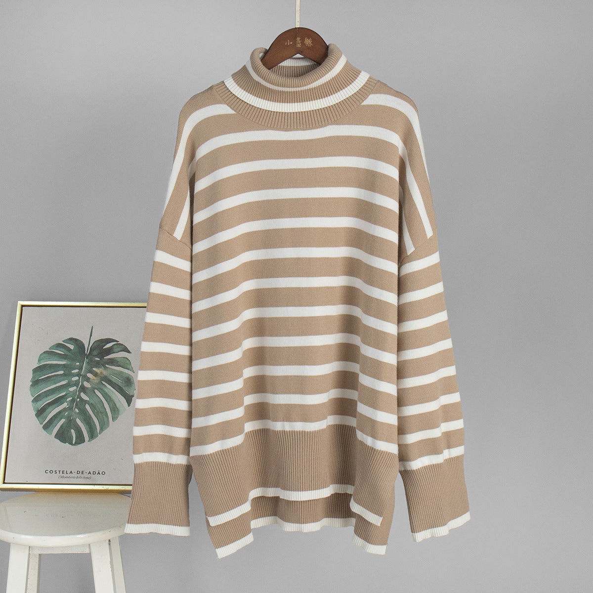 Women's Striped Turtleneck Sweater
