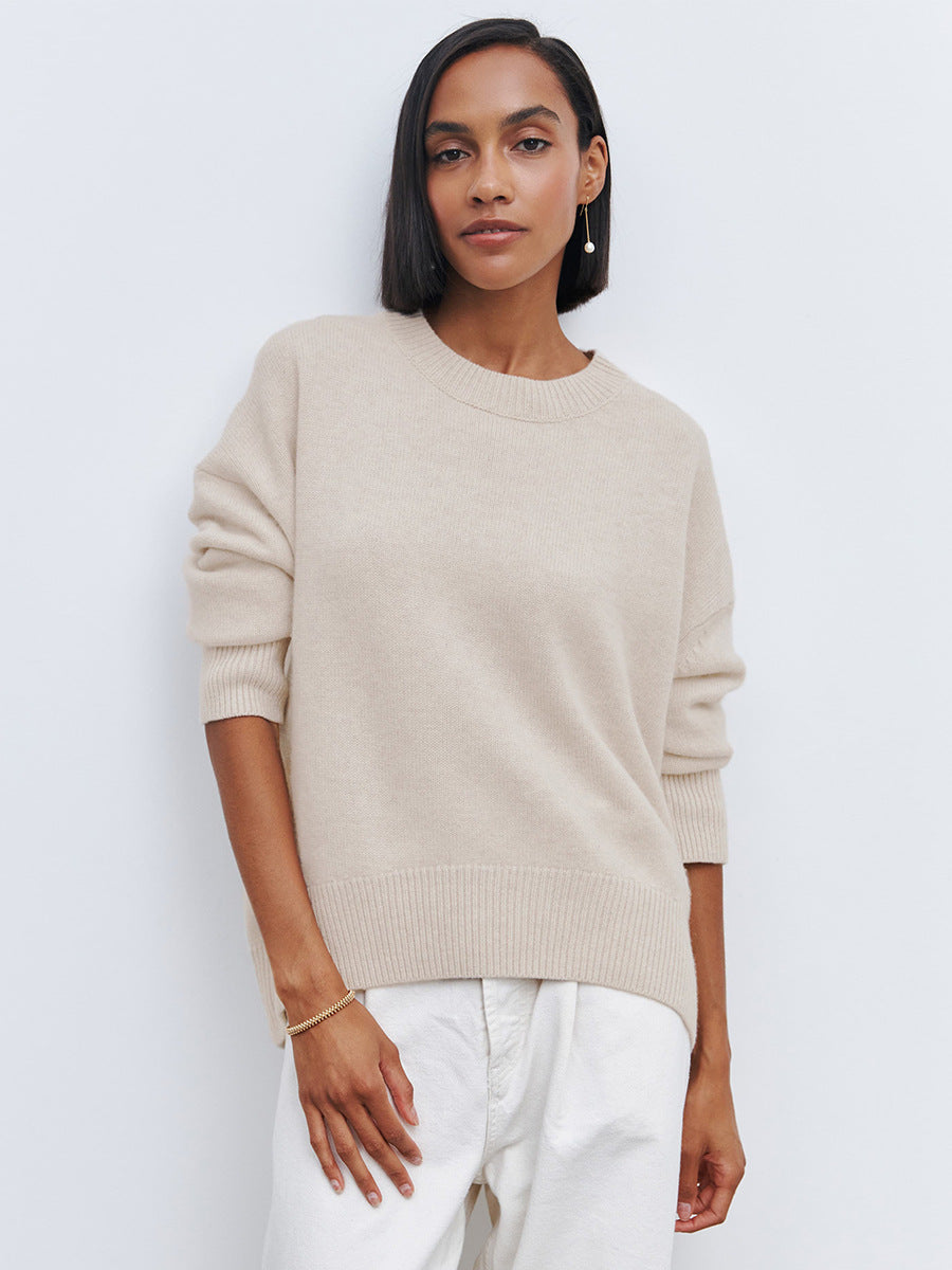 Women's Oversized Round Neck Long Sleeve Sweater