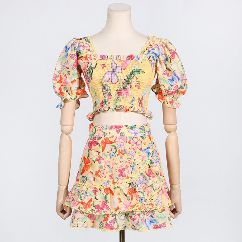 Summer Boho Vacation Style Top & Skirt Set