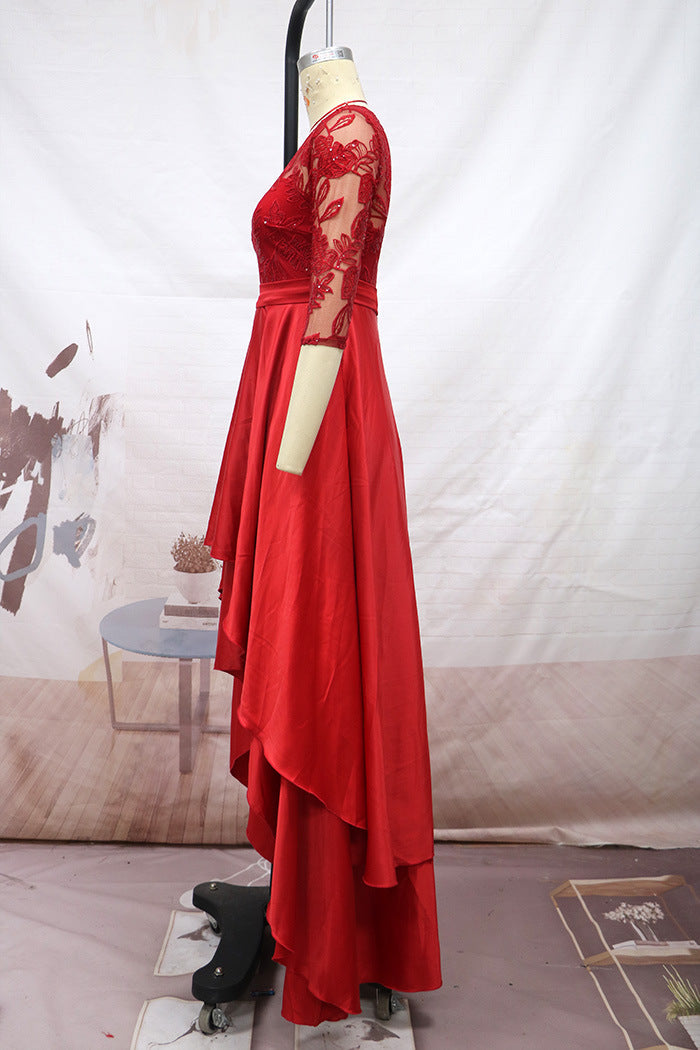 Elegant Lace Party Dresses with Brush Tail-Dresses-Free Shipping at meselling99