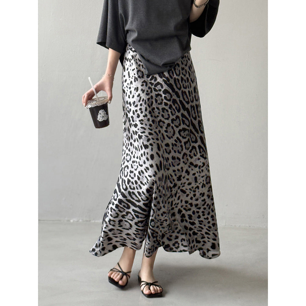 Luxury Leopard Print High-Waist A-Line Midi Skirt