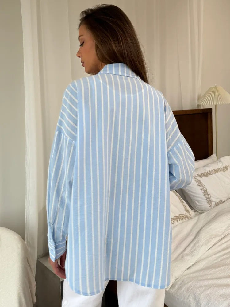 Women's Summer New Long Sleeve Cardigan & Striped Shirt