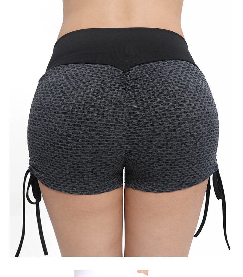 Women's Yoga Shorts – Honeycomb Drawstring High-Waisted Yoga Pants