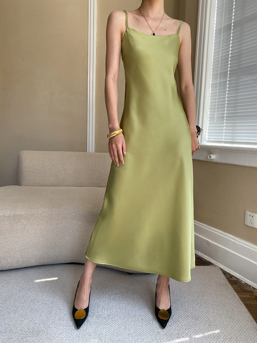 Elegant French Satin Slip Dress