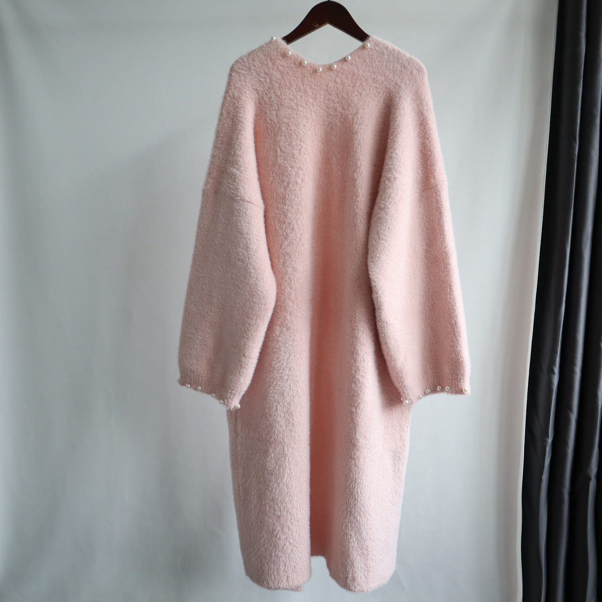 Leisure Mink Wool Winter Long Overcoat for Women