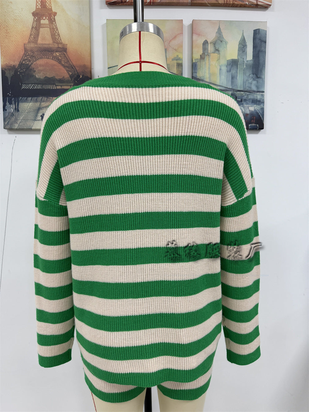 Leisure Round Neck Striped Women Sweaters