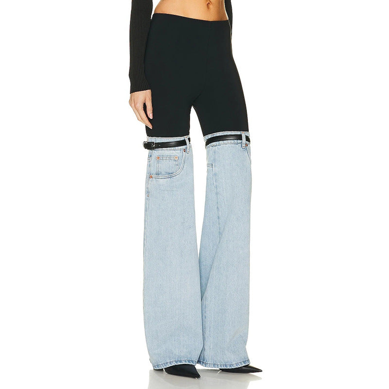Designed Lace Up Trumpet Jeans for Women