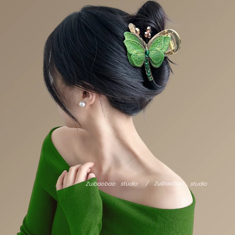 Spring Butterfly Vintage Embroidered Hair Claw Clip