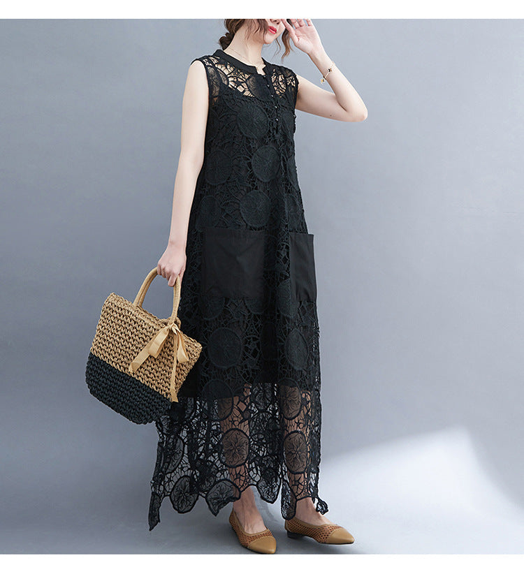 Vintage Lace Embroidery Sleeveless Two Pieces Dresses-Dresses-Free Shipping at meselling99