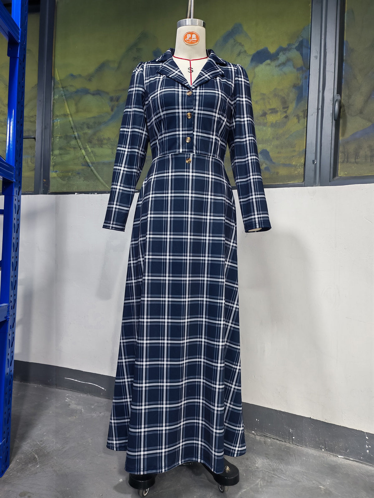 Women's Autumn & Winter Elegant French Plaid Button-Front Blazer Dress