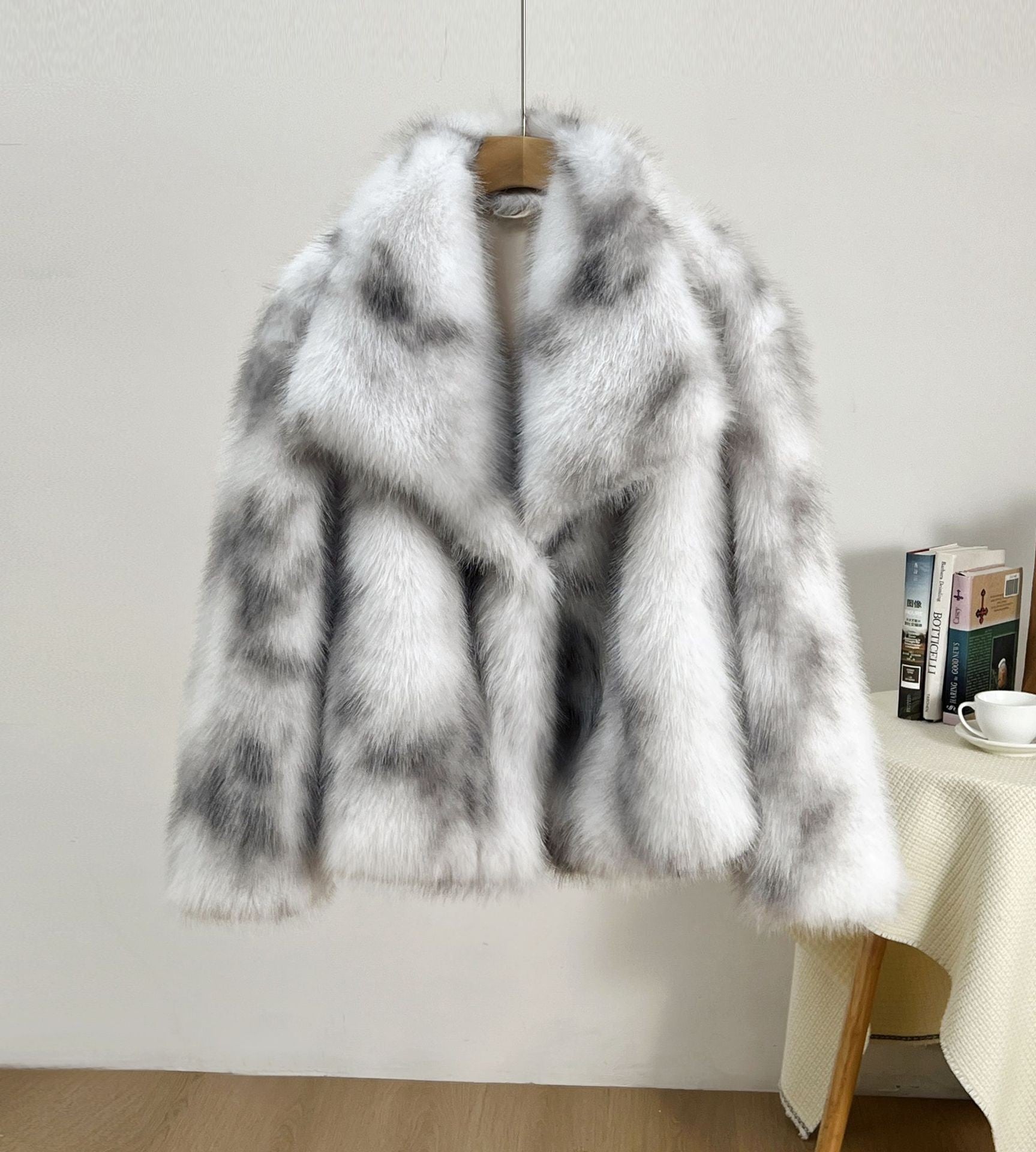 Faux Fur Oversized Shawl Collar Coat