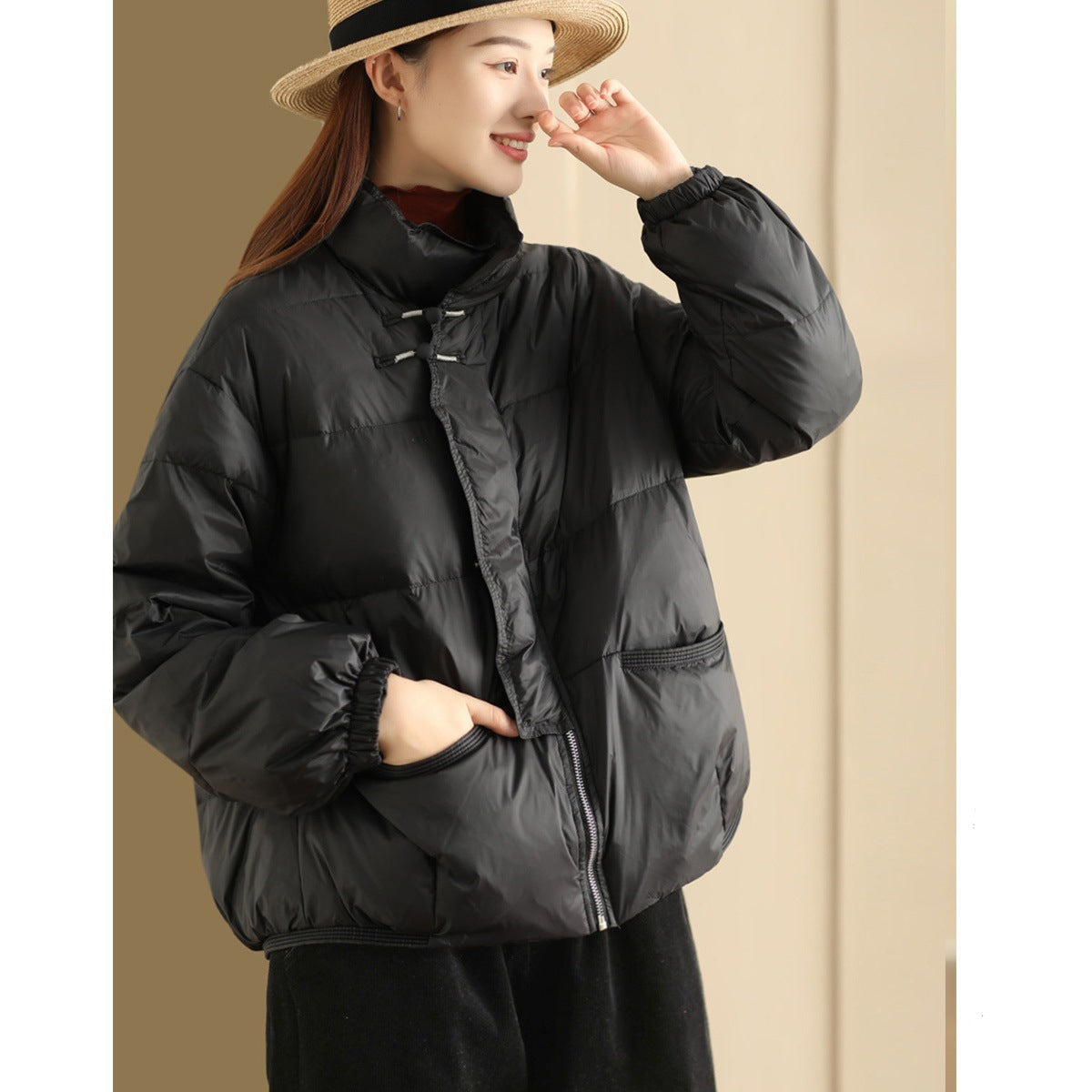 Vintage Stand Collar Winter Women Overcoat