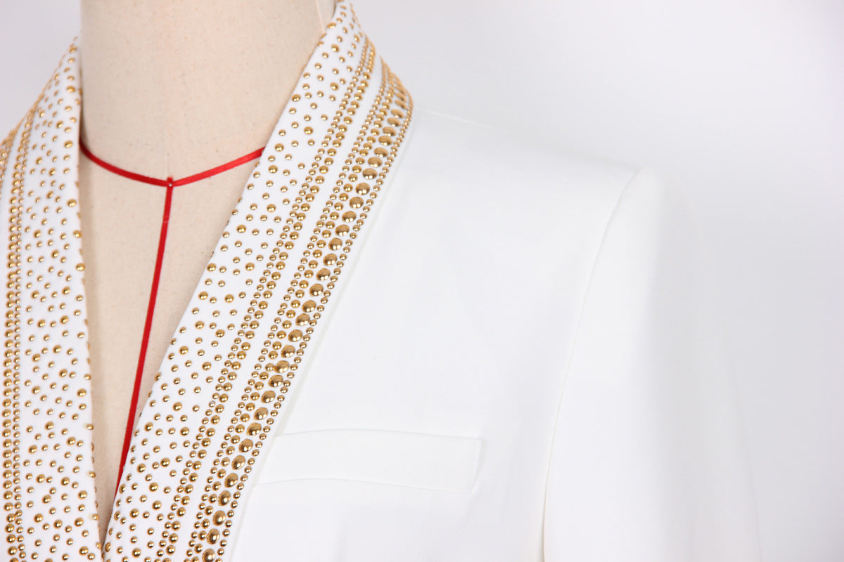 Designed Women's Mid-Length Blazer with Shawl Collar