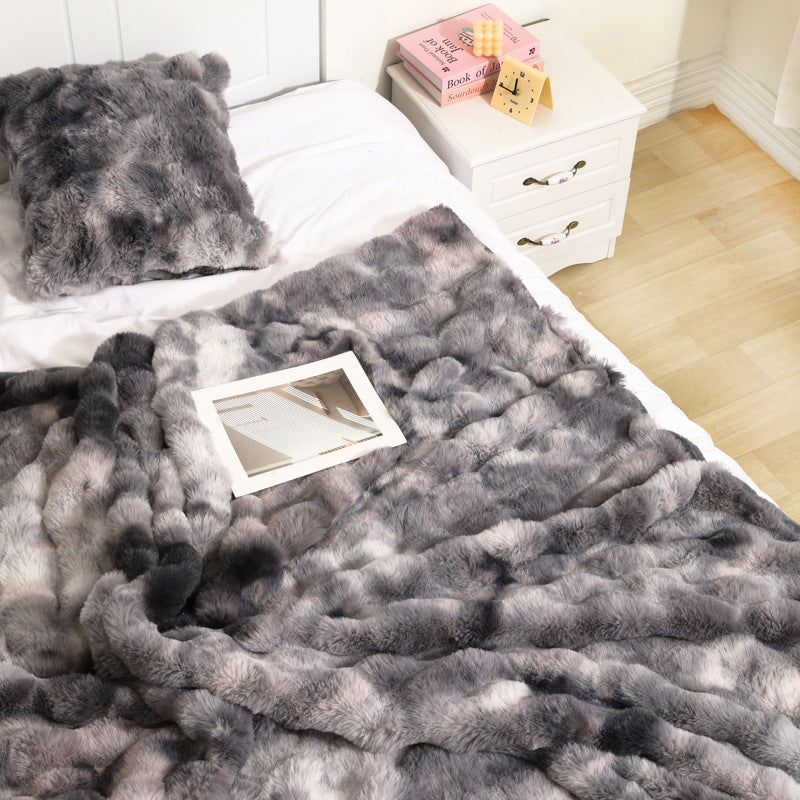 Tie-Dye Reversible Bubble Fleece Blanket