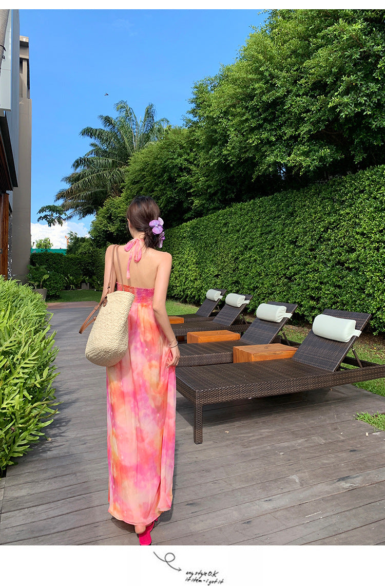 Luxury 3D Floral Halter Neck Dress