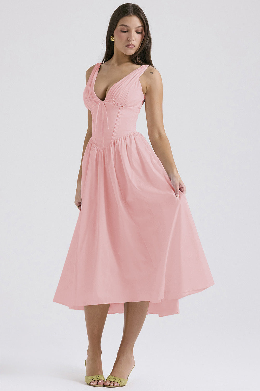 Elegant V-Neck Print Maxi Dress