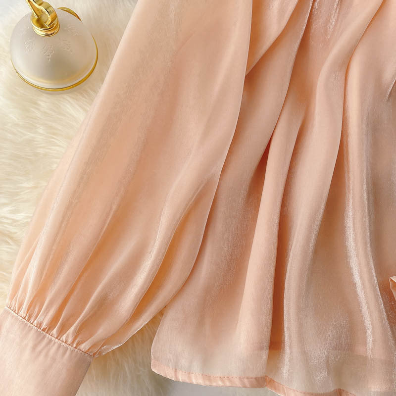 Designer Blouse with Puff Sleeves Women's Shirt, Elegant & Feminine, Soft & Chic